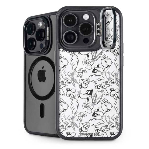 Looney Tunes Looney Squad Black and White Grid iPhone 14 Pro Kickstand Case